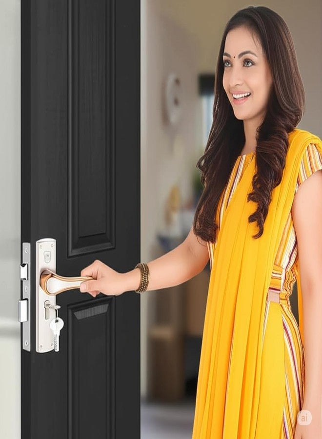 KI SHIELD طقم مقبض قفل باب نقر من كي شيلد، تشطيب من الفولاذ المقاوم للصدأ/الذهب الوردي | طقم قفل من الزنك 8 بوصة 1006 KY | آلية قفل بستة أذرع 65 مم | مناسب لأبواب غرف المعيشة، وأبواب غرف النوم، والأبواب الرئيسية، سواء كانت تفتح يمينًا أو يسارًا - Image 5